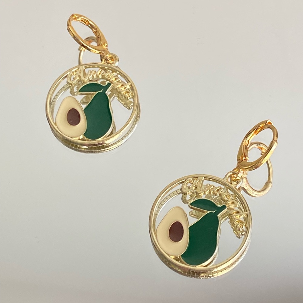Cute & Funky avocado mini hoop gold earrings